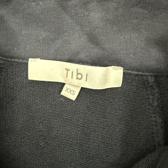 Tibi Quarter Zip Black Polo Blouse Women’s Sz XXS Oversized Contemporary - Picture 2 of 9